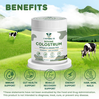 MICYDELAS Bovine Colostrum Supplement Powder 50% IgG Premium Bovine Colostrum for Gut Health Support, Immune Support, Muscle Recovery & Overall Wellness, Grass Fed, Non-GMO, Unflavored, 60 Servings MICYDELASBuy Supplements Australia