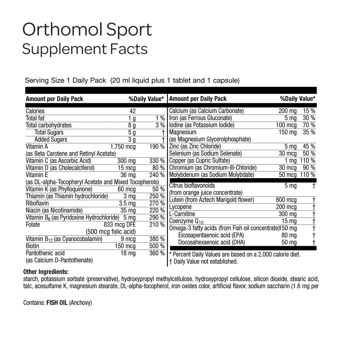 Orthomol Sport, 30-Day Supply, Premium Sports Nutrition Supplement with Vitamins A, B, C, D, E, Zinc, Iodine, Coenzyme Q10, L-Carnitine, Omega-3, and Essential Minerals for Optimal Performance OrthomolBuy Supplements Australia