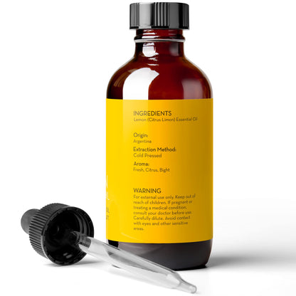 Lemon Essential Oil, 4 fl oz - 100% Pure & Undiluted Lemon Oil for Diffuser and DIY - Natural Deodorizer Pure Body NaturalsBuy Supplements Australia