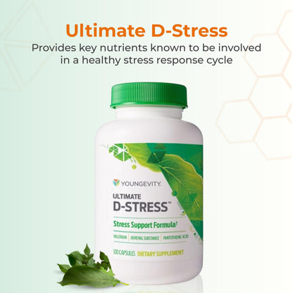 Youngevity Ultimate D-Stress™ – Natural Stress Relief Supplement with Magnesium, Valerian Root Extract, and B Vitamins – Supports Adrenal Health and Nervous System – 120 Capsules YoungevityBuy Supplements Australia