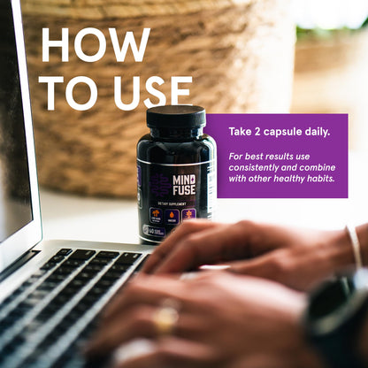 Nootropic Memory Booster Supplement for Adults - Lion’s Mane Capsules with Omega-3, Ashwagandha & L-Theanine for Focus & Memory - Gluten-Free 60 Capsules Mind FuseBuy Supplements Australia