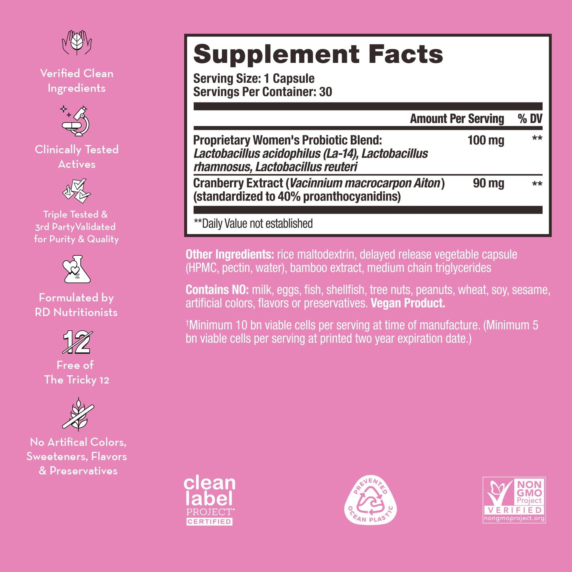 HUM Private Party Pills - Vaginal Probiotics for Women's Ph Balance with Cranberry HUMBuy Supplements Australia