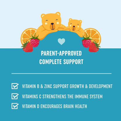 Kids Multivitamin Gummies | Vitamins A, B, C, D & Zinc for Immunity, Growth & Development | Daily Multivitamins for Children Ages 2+ | MAV NUTRITION