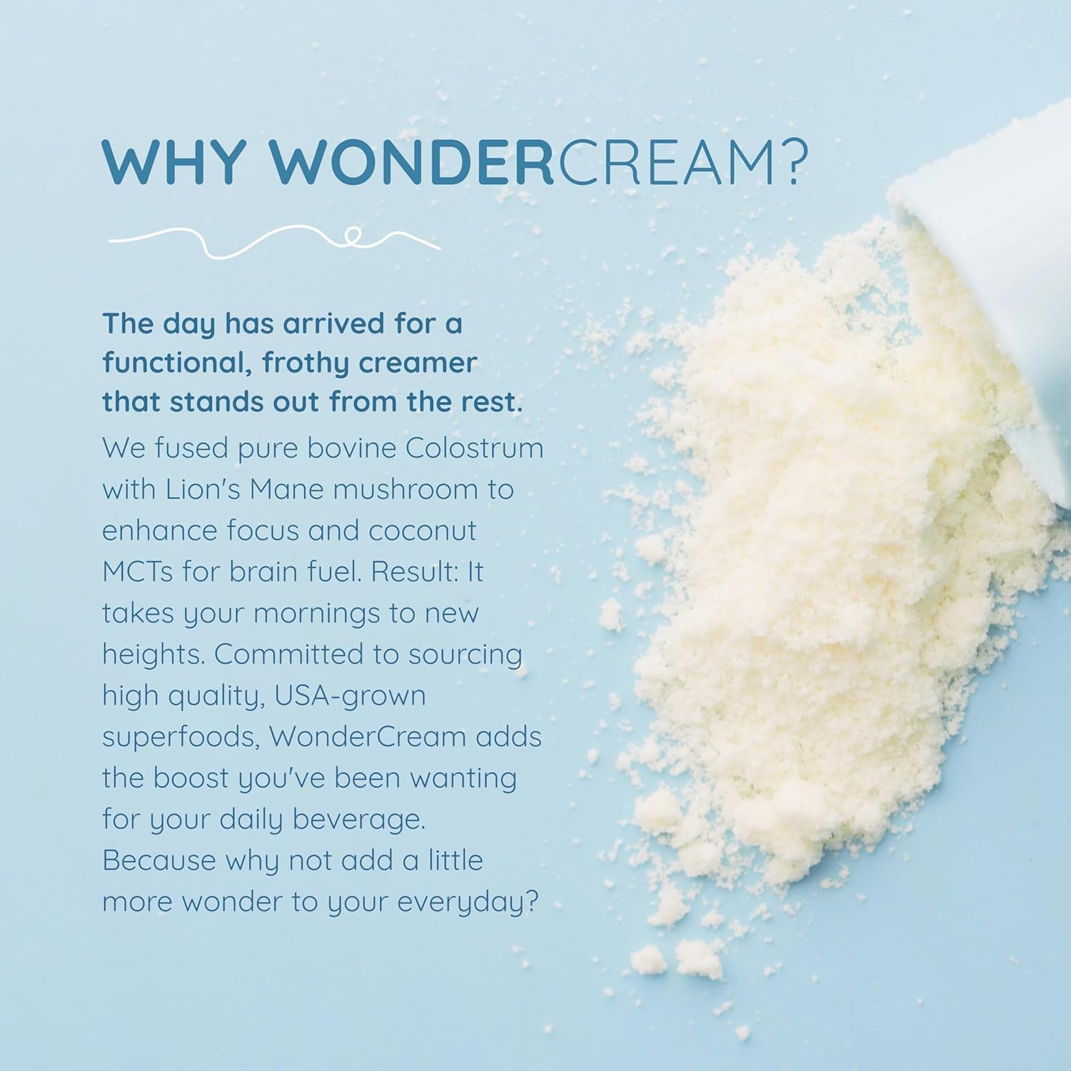 WONDERCOW Bovine Colostrum Superfood Creamer Supplement Powder w/Organic Lions Mane Mushroom & Coconut Milk Powder MCTs | Functional Sugar Free Keto Coffee, Smoothie & Drink Mix Unsweetened WONDERCOWBuy Supplements Australia