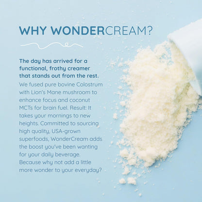 WONDERCOW Bovine Colostrum Superfood Creamer Supplement Powder w/Organic Lions Mane Mushroom & Coconut Milk Powder MCTs | Functional Sugar Free Keto Coffee, Smoothie & Drink Mix Unsweetened WONDERCOWBuy Supplements Australia