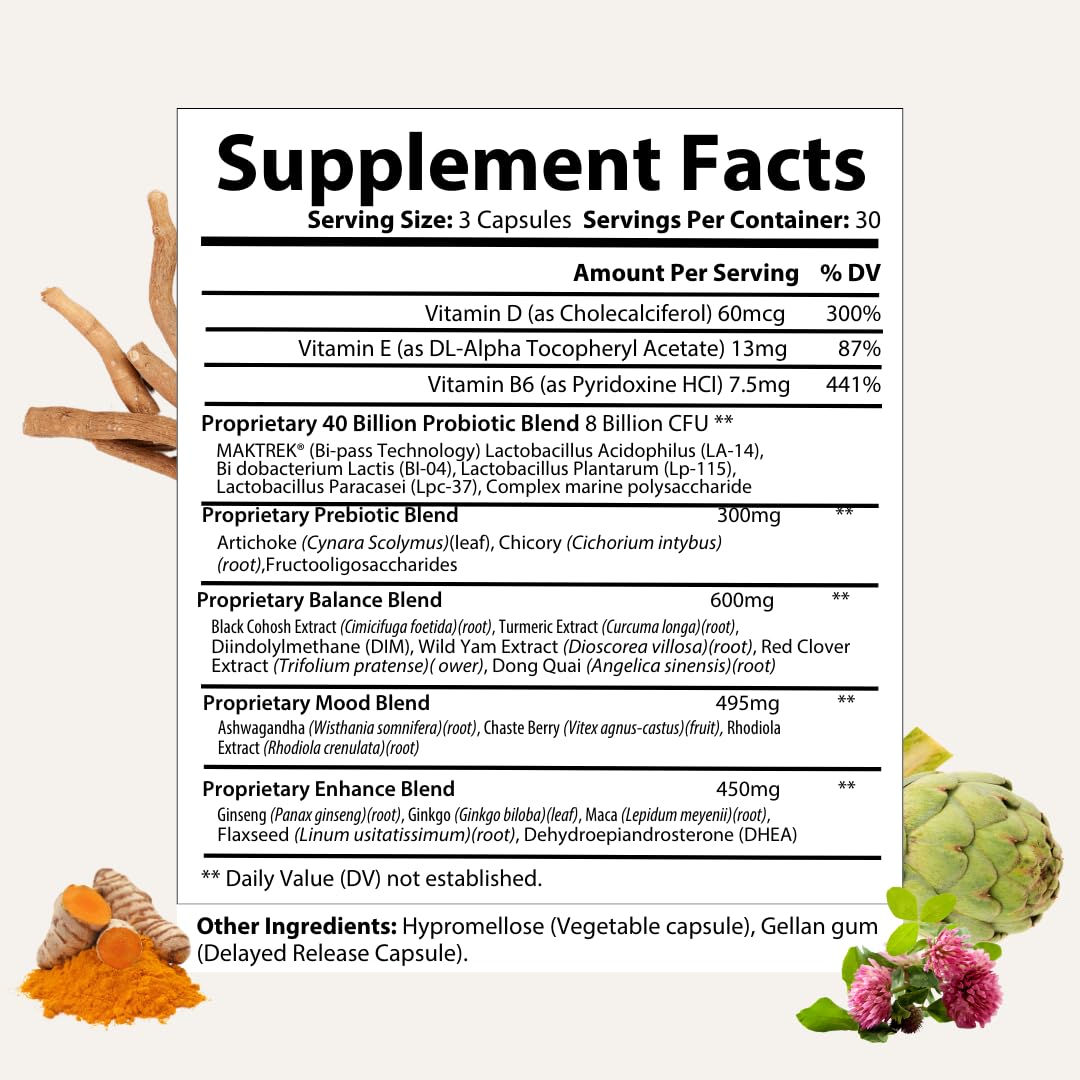 Besti Supplements Daily Perimenopause Support – Probiotic & Prebiotic Blend – Supports Overall Well-Being – 90 Capsules BestiBuy Supplements Australia