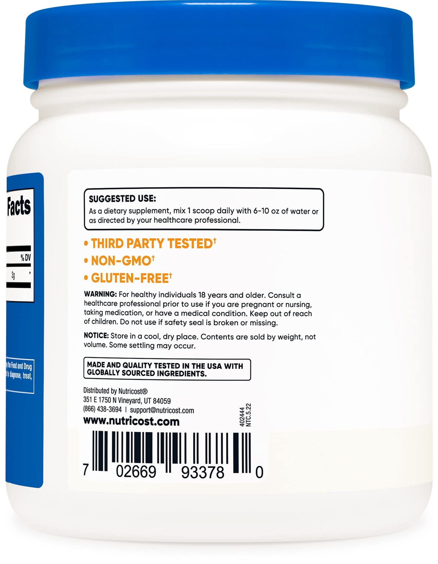 Nutricost Pure L-Citrulline (Base) Powder (600 Grams) NutricostBuy Supplements Australia