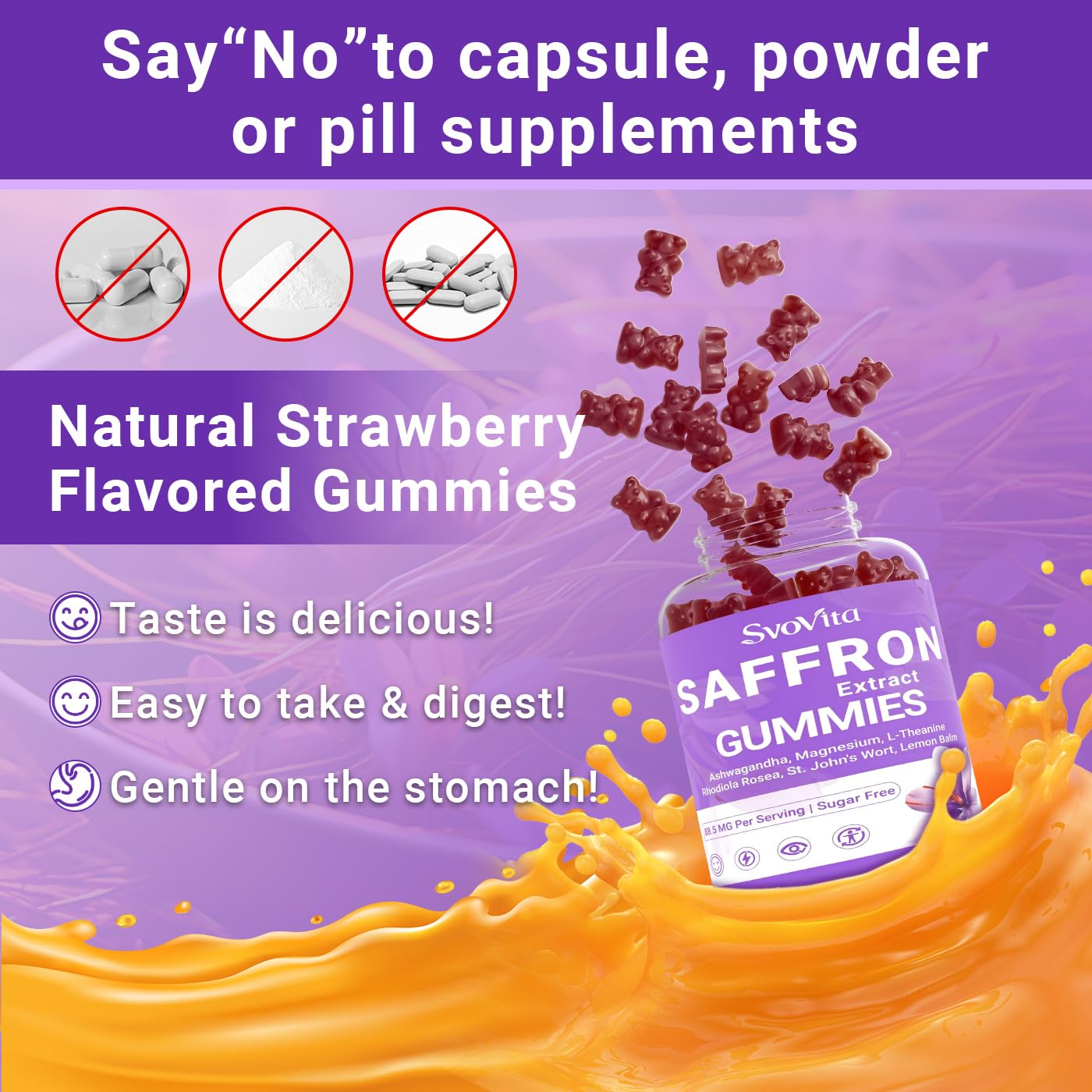 Svovita Saffron Supplements Gummies with Saffron Extract, Sugar Free 60 Count SvovitaBuy Supplements Australia