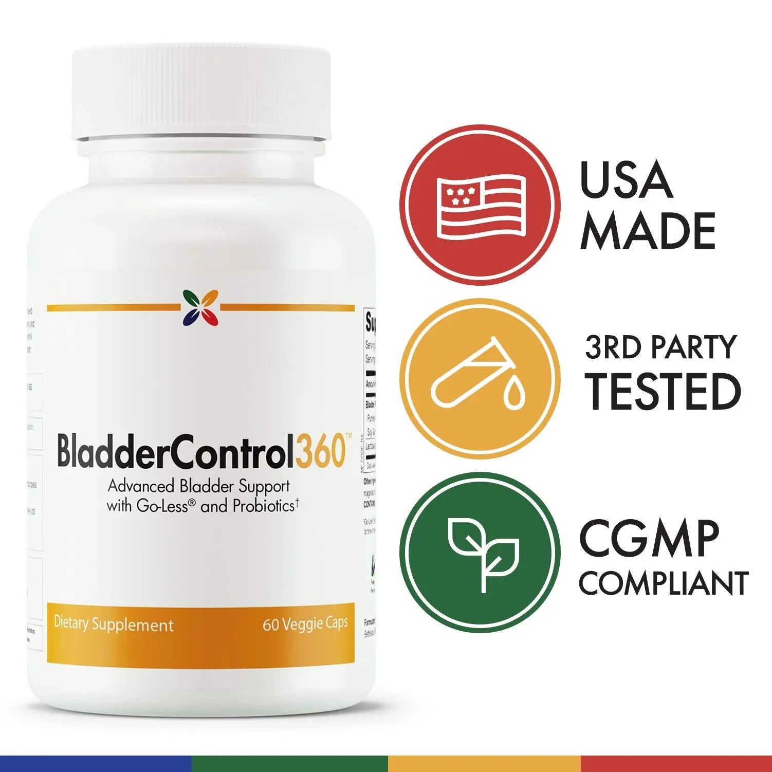 Stop Aging Now - BladderControl360 Formula - Bladder Control Support - Go-Less & Probiotics - Urinary Health Probiotic Supplement - Lactobacillus Rhamnosus, Pumpkin Seed & Soy Germ Extracts - 60 Vcaps Stop Aging NowBuy Supplements Australia
