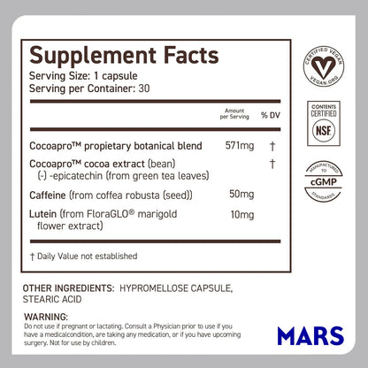 CocoaVia Memory & Focus Brain Supplement, 90 Day, Cocoa Flavanol Blend, Lutein, Added Caffeine for Boost. Improve Cognitive Function, Attention, Vegan & Plant Based, 90 Capsules CocoaViaBuy Supplements Australia