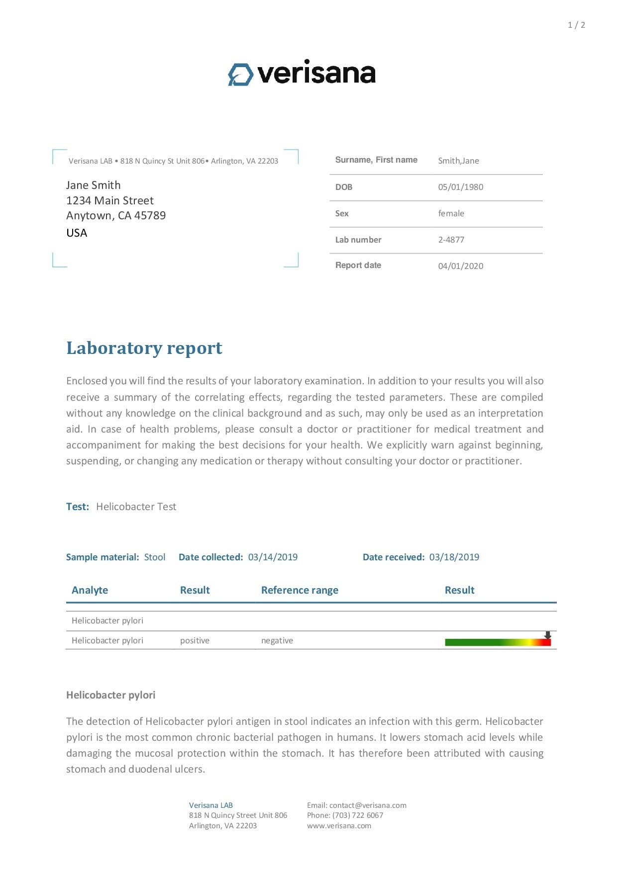 Candida & Helicobacter & Zonulin Test – Lab Testing Kit for Diagnosing Candida, H Pylori and Zonulin VerisanaBuy Supplements Australia