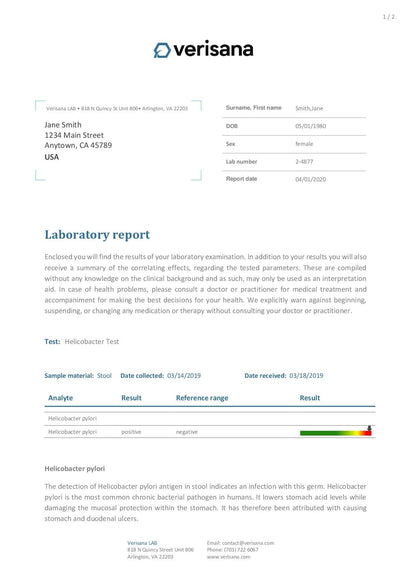 Candida & Helicobacter & Zonulin Test – Lab Testing Kit for Diagnosing Candida, H Pylori and Zonulin VerisanaBuy Supplements Australia