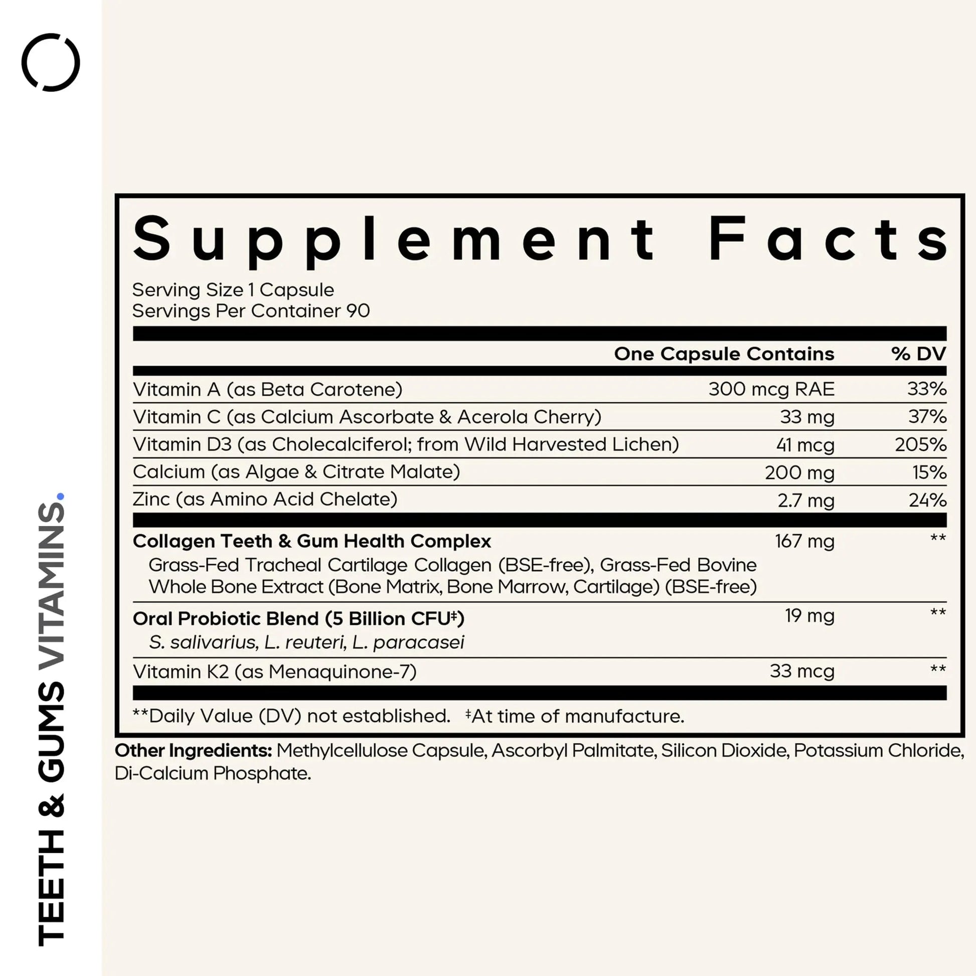 Codeage Teeth & Gums Vitamins + Oral Probiotics Supplement for Mouth - Whole Food Calcium, Collagen, Potassium, Vitamin C, D3, K2, Zinc CodeageBuy Supplements Australia
