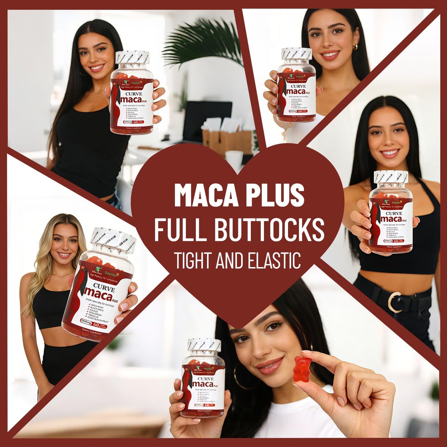 Wins Town Maca Plus Gummies 3000mg, Glute Boost Vitamins for Women, Supports Curves, Energy & Skin Health, Strawberry Flavor, Vegan, 60 Count Wins TownBuy Supplements Australia