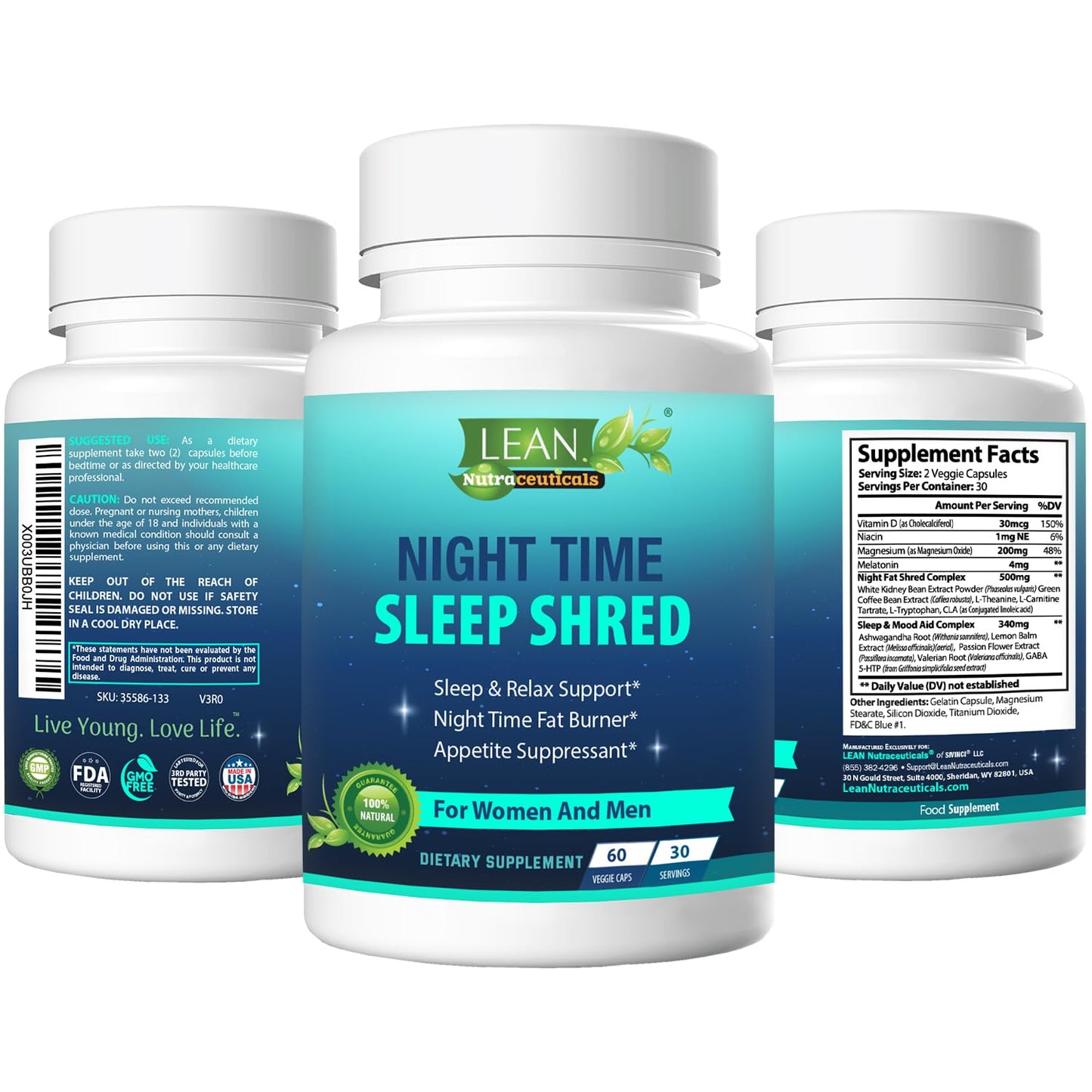 Night Time Sleep Shred Fast Fat Burner, Weight Loss Aid Pill, Appetite Suppressant Carb LEAN NutraceuticalsBuy Supplements Australia