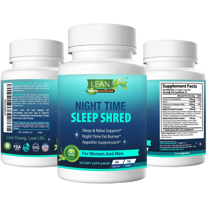 Night Time Sleep Shred Fast Fat Burner, Weight Loss Aid Pill, Appetite Suppressant Carb LEAN NutraceuticalsBuy Supplements Australia