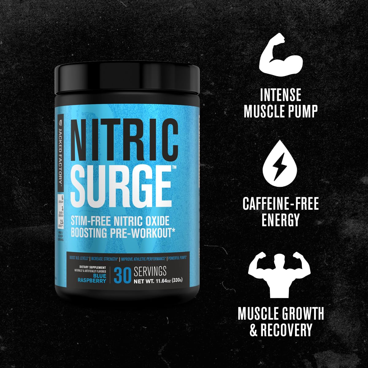 Nitric Surge Stim Free Pre Workout Powder - Caffeine Free Nitric Oxide Supplement Jacked FactoryBuy Supplements Australia
