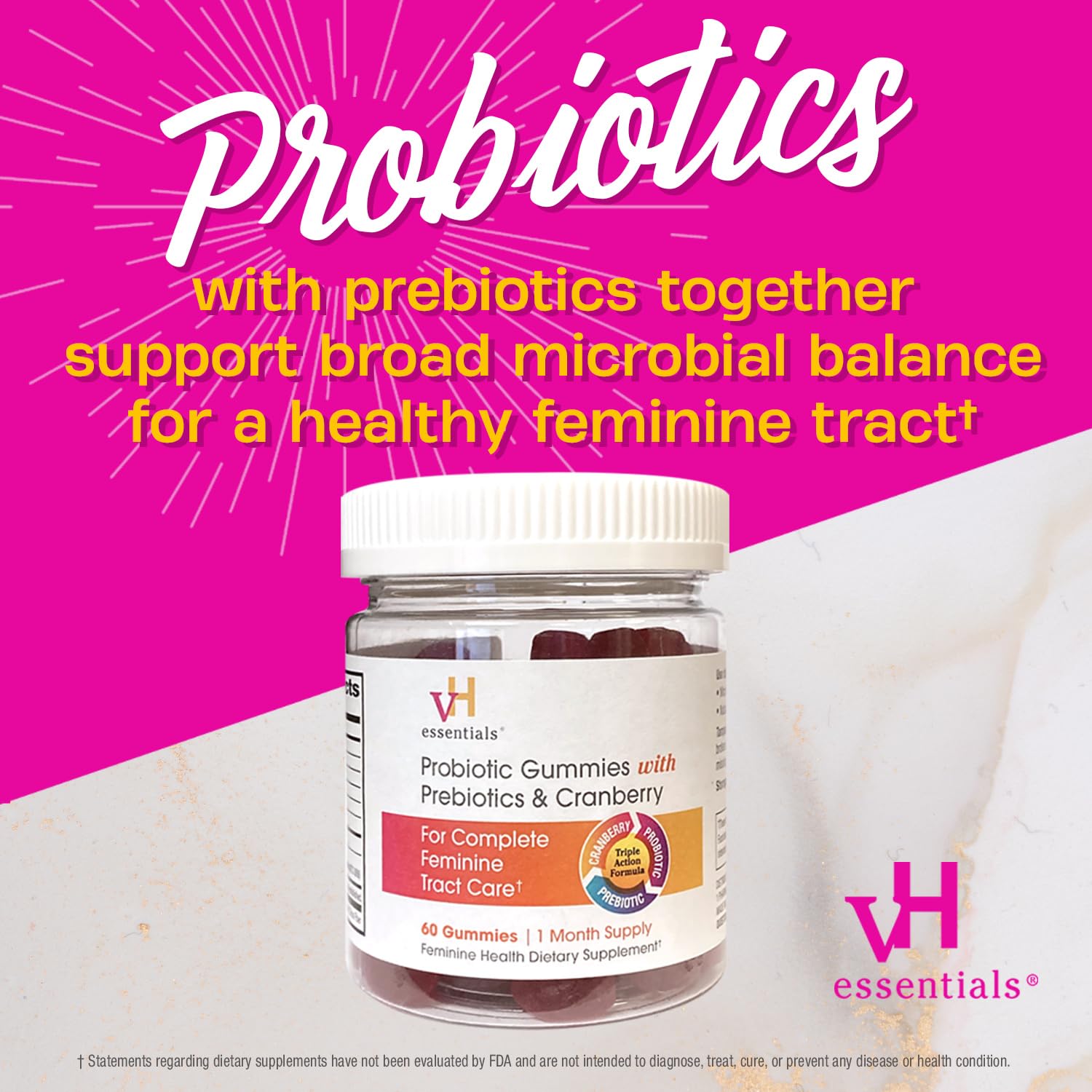 vH essentials Probiotic Gummies with Prebiotics & Cranberry, Concentrated Extract vH essentialsBuy Supplements Australia