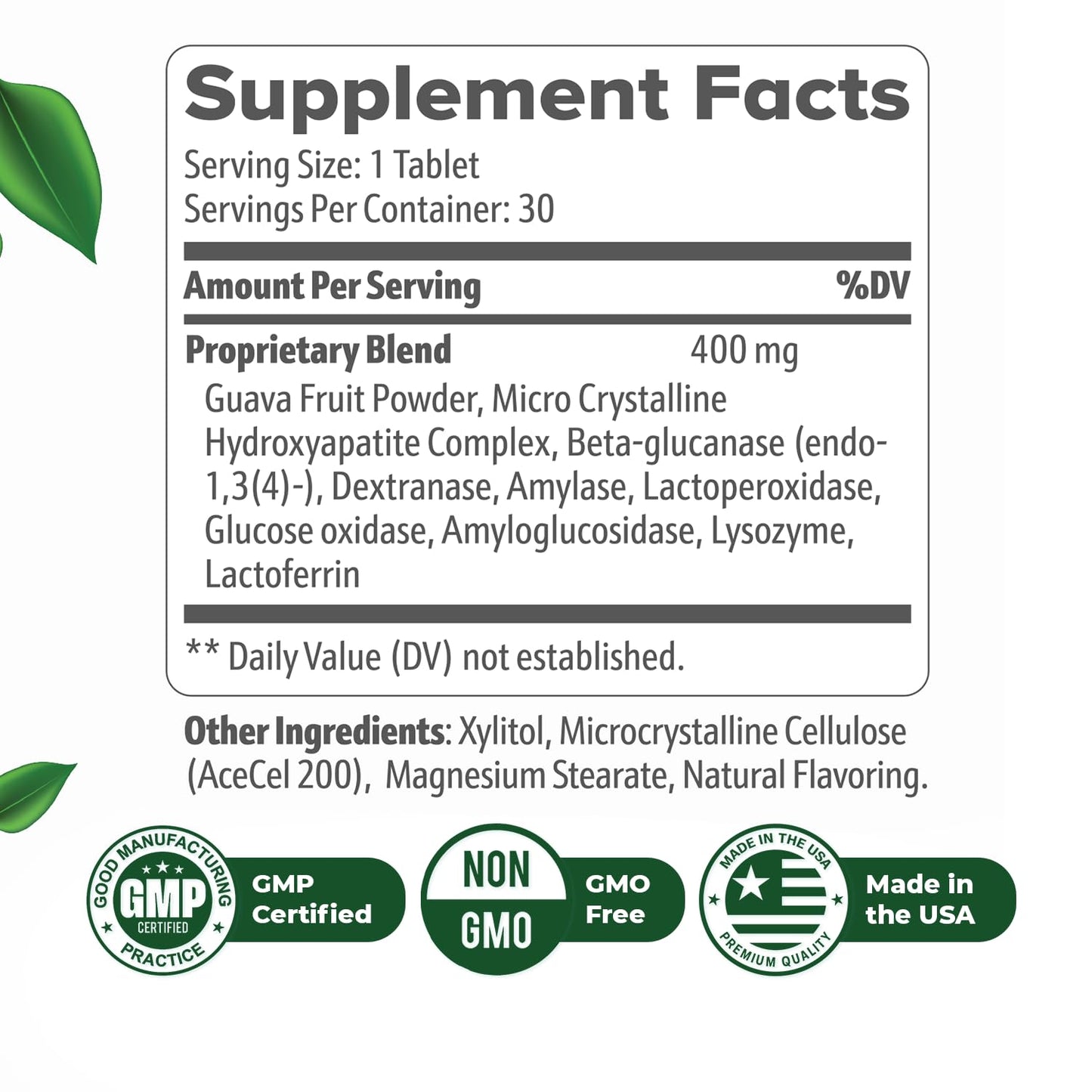 Nature’s NutriWave DentaTonic – Daily Oral Supplement with Guava Fruit, Hydroxyapatite & Enzyme Blend – Made in USA Non-GMO, Stimulant-Free Formula – 30 Tablets, 1 Month Supply Nature’s NutriWaveBuy Supplements Australia