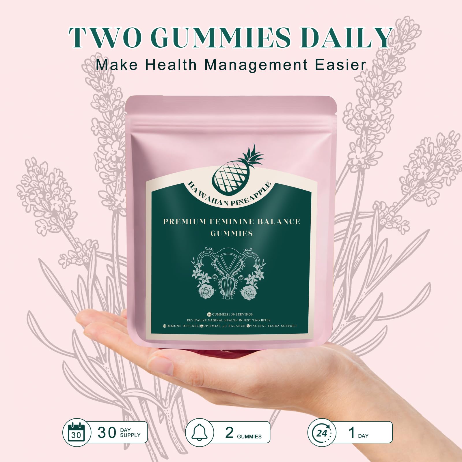 KLKIT Premium Feminine Balance Gummies, Pineapple Vaginal Probiotics for Women, pH Balance Feminine Gummies for Immune Support, Vegan & Gluten Free, 60 Count (30 Servings) KLKITBuy Supplements Australia