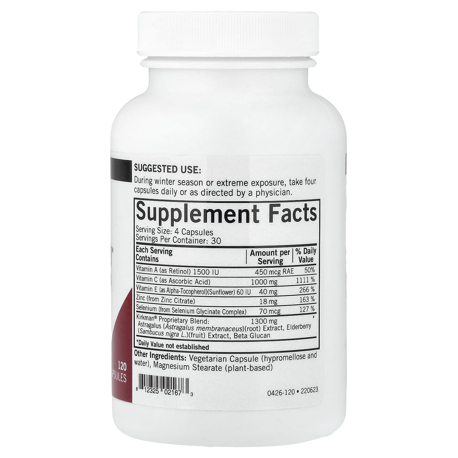 Kirkman - Immuno-Aid Advanced Formula - 120 Capsules - Immune Support - Potent Proprietary Blend - Hypoallergenic KirkmanBuy Supplements Australia