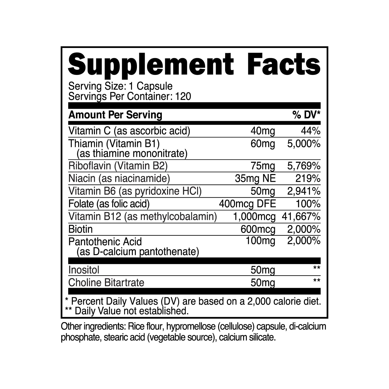 Nutricost High Potency Vitamin B Complex 460mg, 120 Capsules - with Vitamin C - Energy NutricostBuy Supplements Australia
