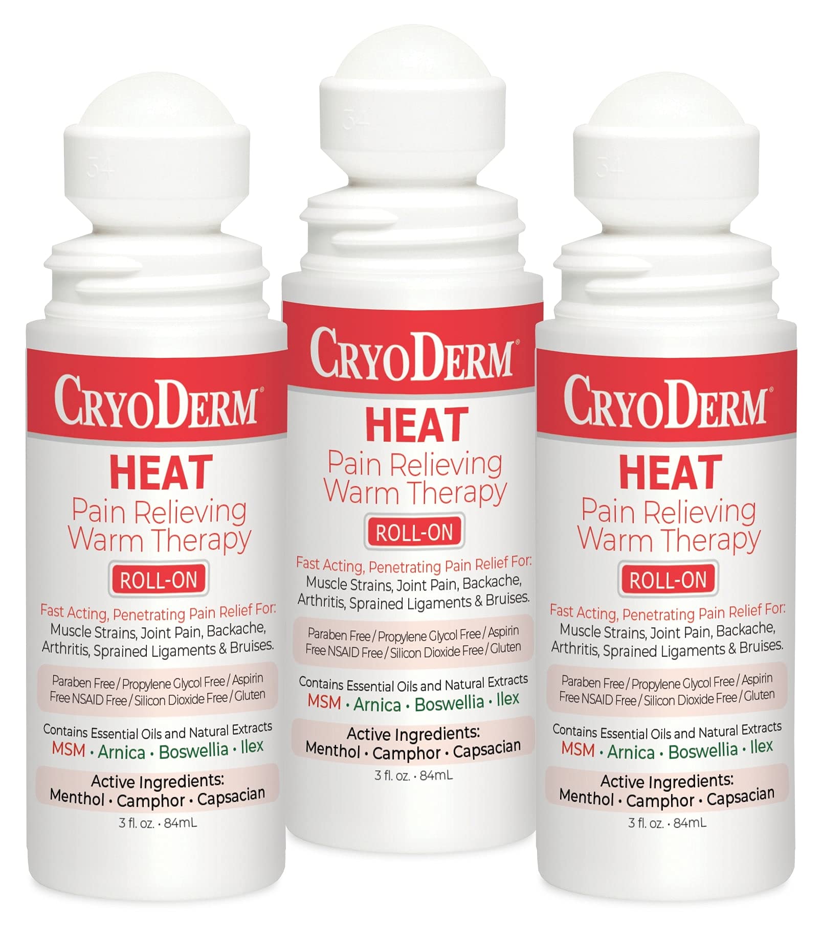 Pkg of 3 CryoDerm Heat Roll-On CryoDermBuy Supplements Australia