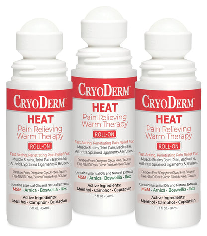 Pkg of 3 CryoDerm Heat Roll-On CryoDermBuy Supplements Australia