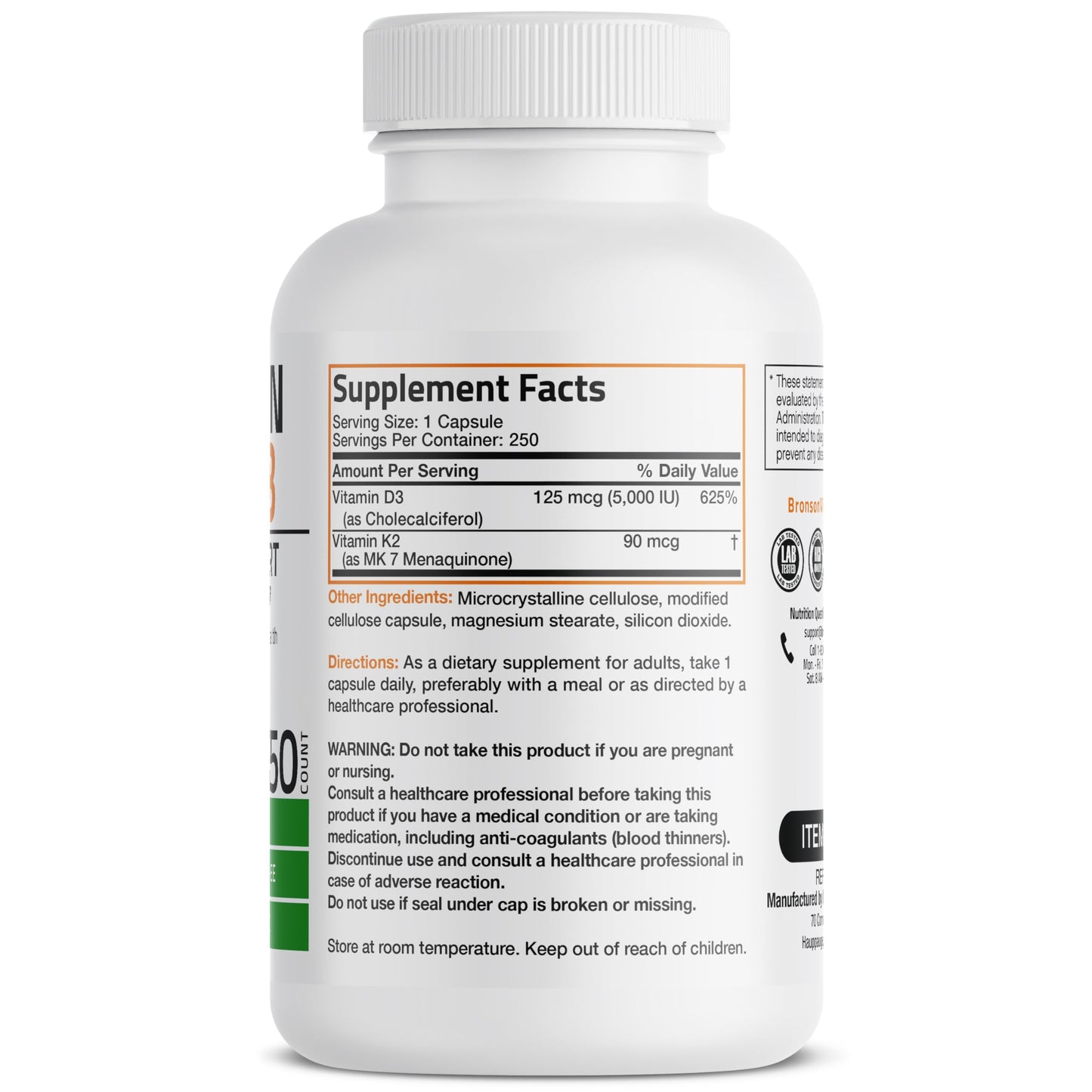 Bronson Vitamin K2 (MK7) with D3 Supplement Bone and Heart Health Non-GMO BronsonBuy Supplements Australia