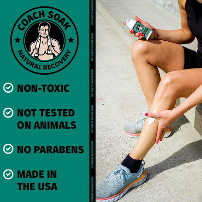 Coach Soak Magnesium Cream with MSM in Pump Bottle - Natural Recovery Cream with Magnesium Chloride & Menthol - Fast-Absorbing for Muscles & Joints, Cooling Menthol, 3.4oz Coach SoakBuy Supplements Australia
