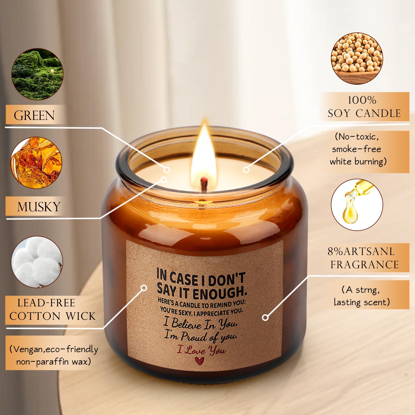 Candle Amber Moss Scented, Valentines Day Gifts for Her Girlfriend Wife, Romantic Anniversary YINUO LIGHTBuy Supplements Australia