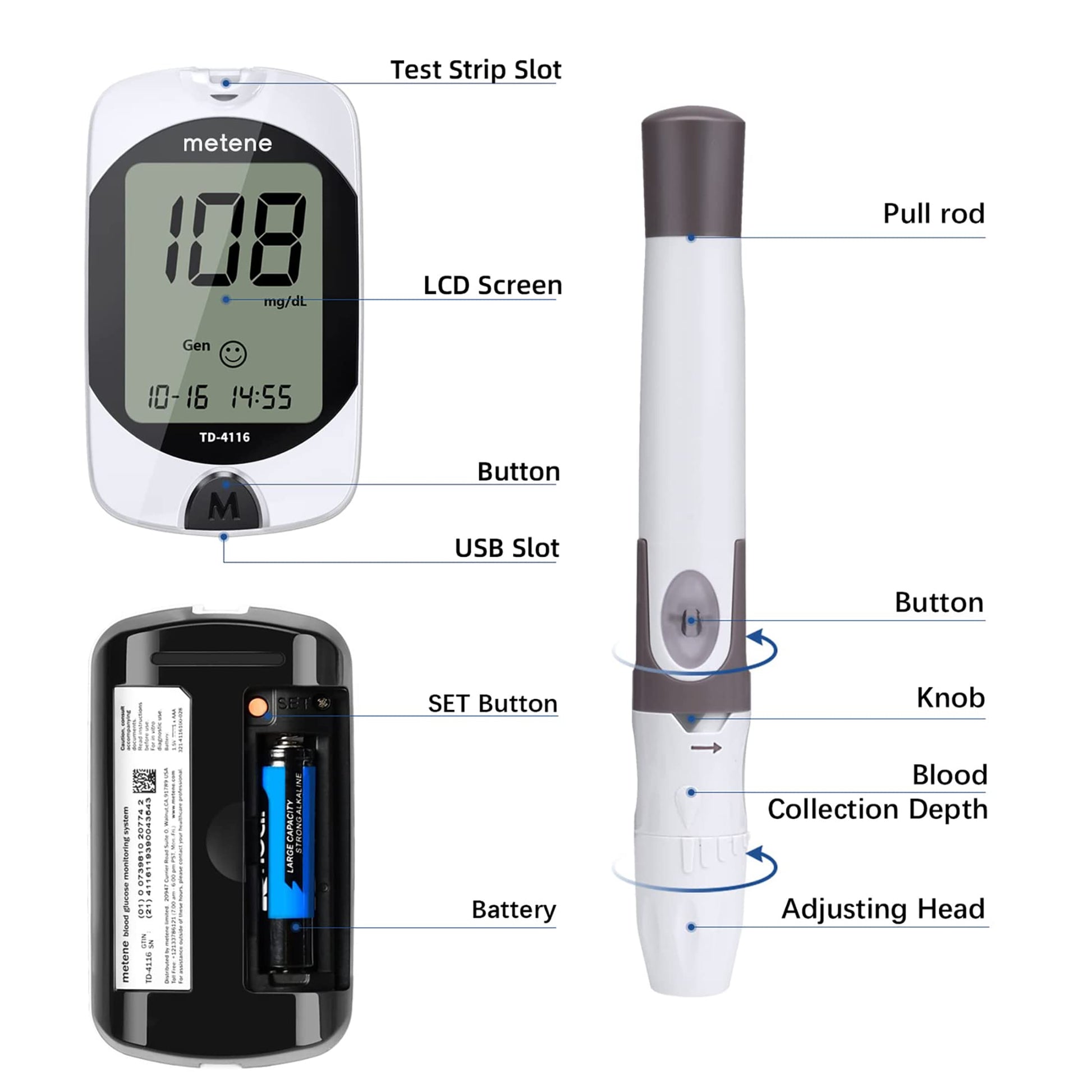 Metene TD-4116 Blood Glucose Monitor Kit, 100 Glucometer Strips MeteneBuy Supplements Australia