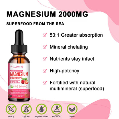 Magnesium Glycinate Liquid, High Potency Magnesium Glycinate, Citrate, Sugar Free Vegan Non-GMO Complex Supplement Promotes Nerv,Relaxation,Muscle,Sleep Support* MulitteaBuy Supplements Australia