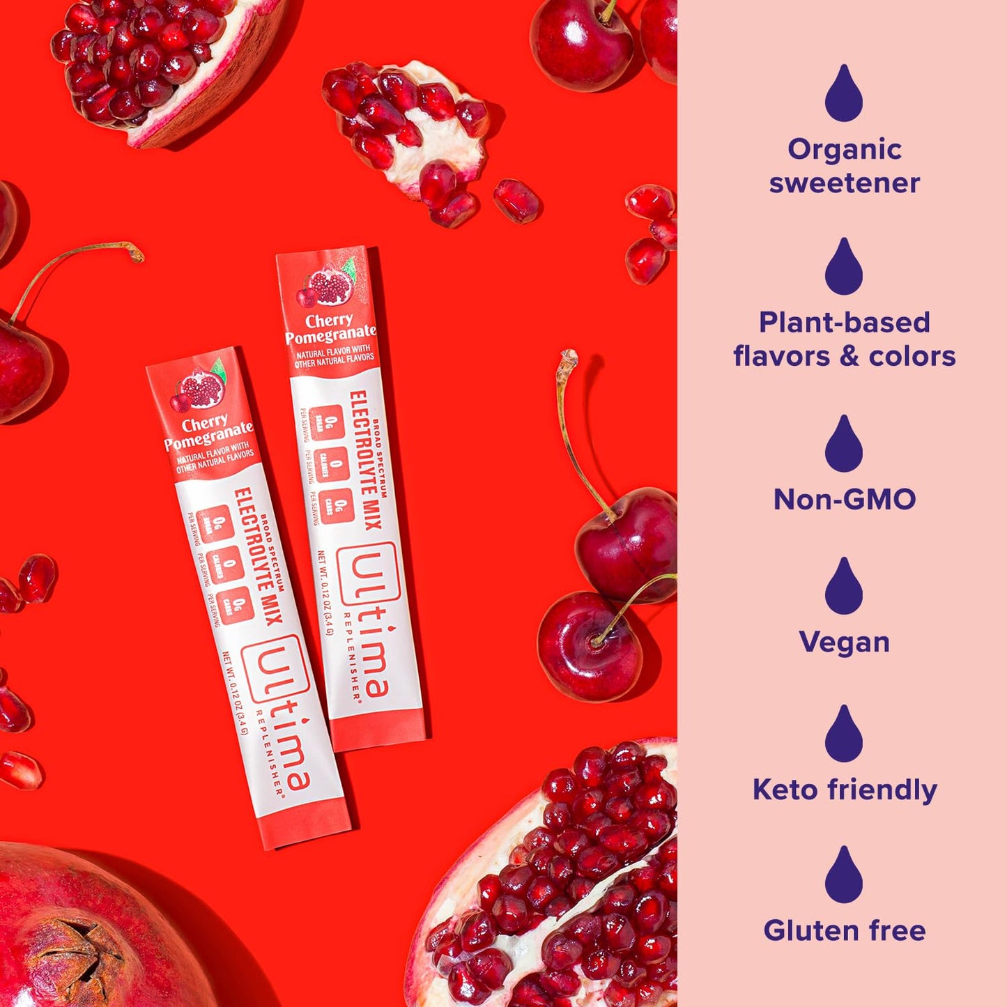 Ultima Replenisher Daily Electrolyte Drink Mix – Cherry Pomegranate, 20 Stickpacks Ultima ReplenisherBuy Supplements Australia