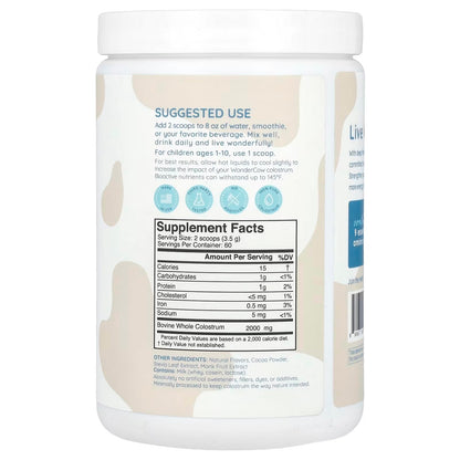 WONDERCOW Colostrum Supplement Powder for Gut Health, Immune Support & Wellness | Natural IgG Pure Whole Bovine Colostrum Superfood, Chocolate, 60 Servings WONDERCOWBuy Supplements Australia