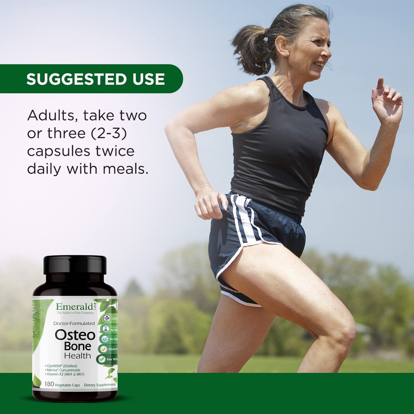 EMERALD LABS Osteo Bone Health - Immune Support & Bone & Joint Supplement with Vitamin D3, K2, Calcium, Magnesium, OptiMSM, Meriva Phytosome & More - 180 Vegetable Capsules EMERALD LABSBuy Supplements Australia