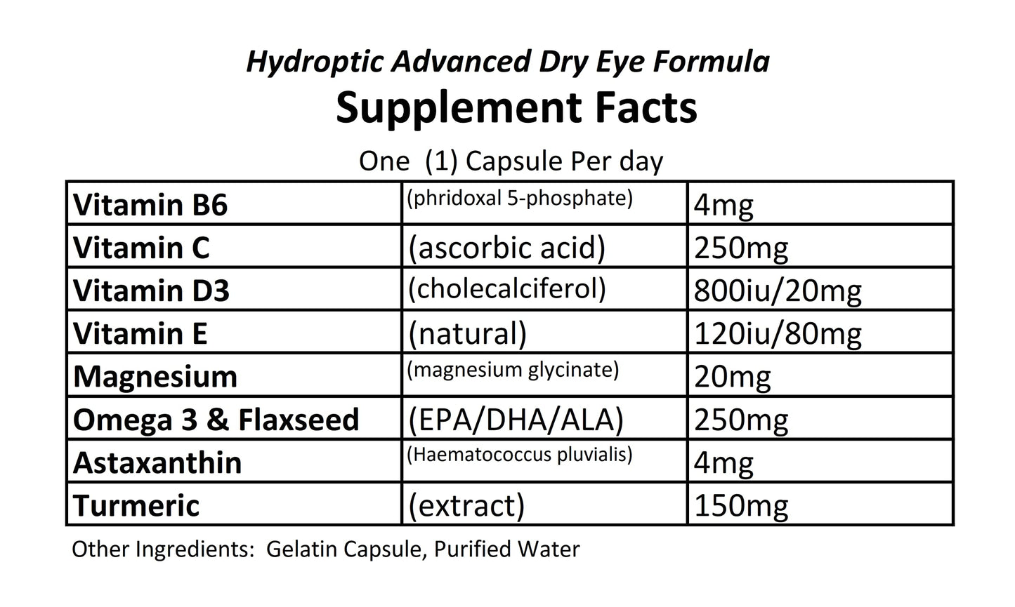 Hydroptic Advanced Dry Eye Formula (One-Per-Day) 180 Day Supply ADVANCED THERACEUTICALSBuy Supplements Australia