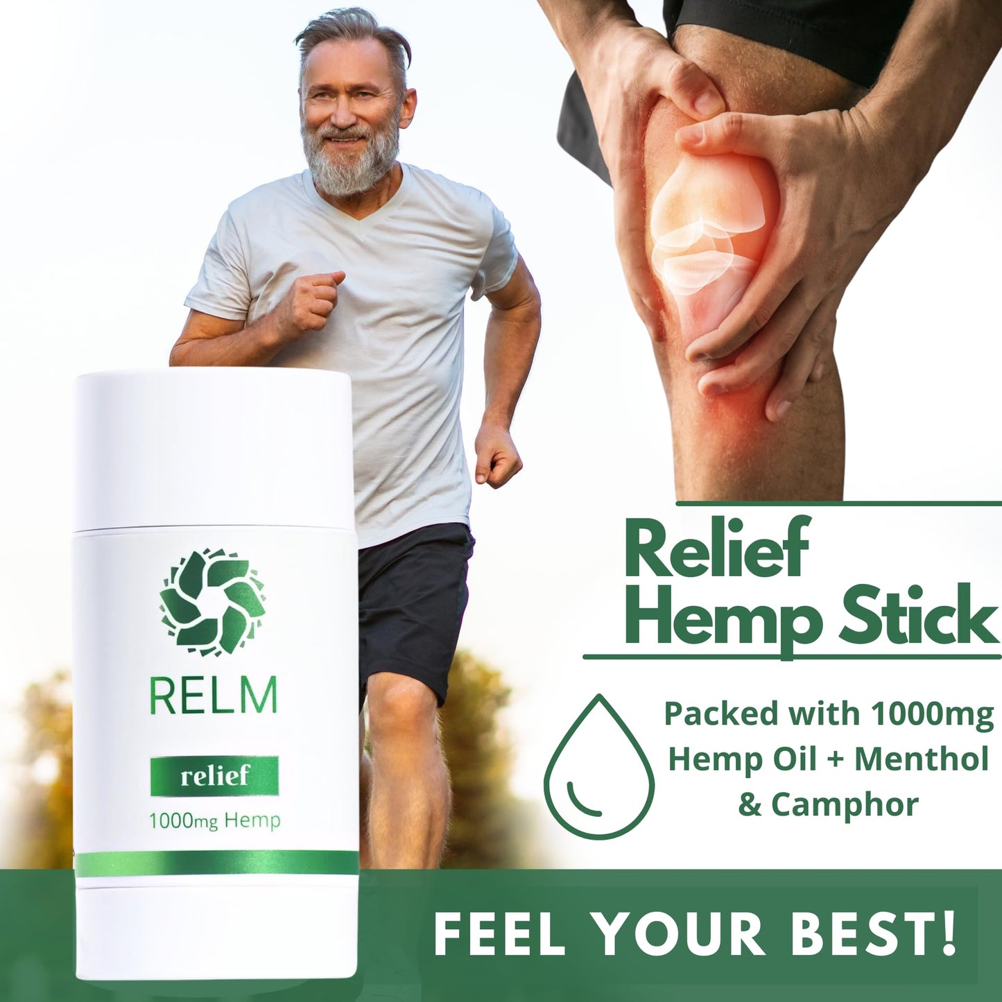 Hemp Relief Stick - Hemp Oil, Menthol & Camphor, Fast-Acting Relief for Muscles, Joints and Nerves - 3 oz Relm WellnessBuy Supplements Australia