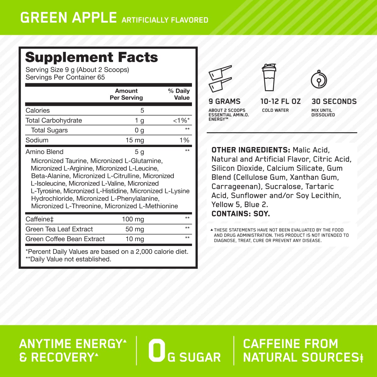Optimum Nutrition Amino Energy with Green Tea and Green Coffee Extract, Flavor Optimum NutritionBuy Supplements Australia