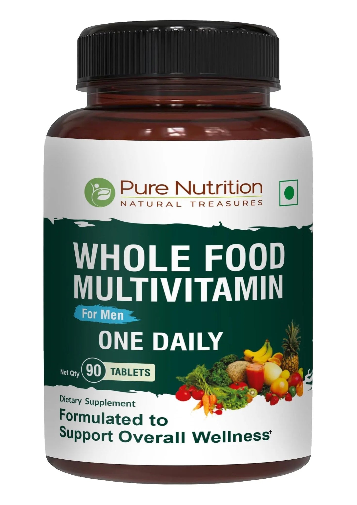 Pure Nutrition Whole Food Multivitamins for Men | 90 Tabs | One-A-Day | 100% RDA | 24 Natural Vitamins and Minerals | PURE NUTRITION NATURAL TREASURES