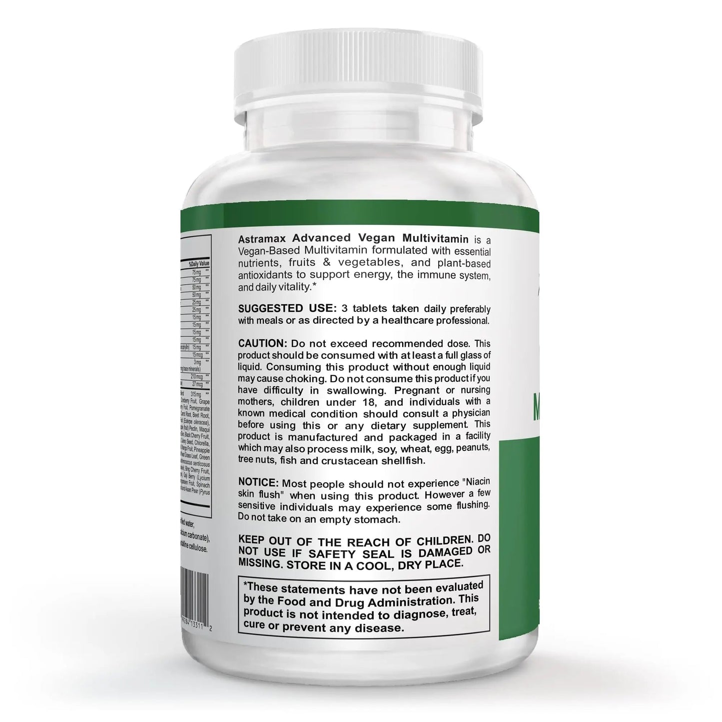 Astramax Advanced Vegan Multivitamin | Whole Food-Based Vitamin & Mineral Complex with 26 Nutrients, B12, D3, Probiotics & 42 Superfoods | Astramax