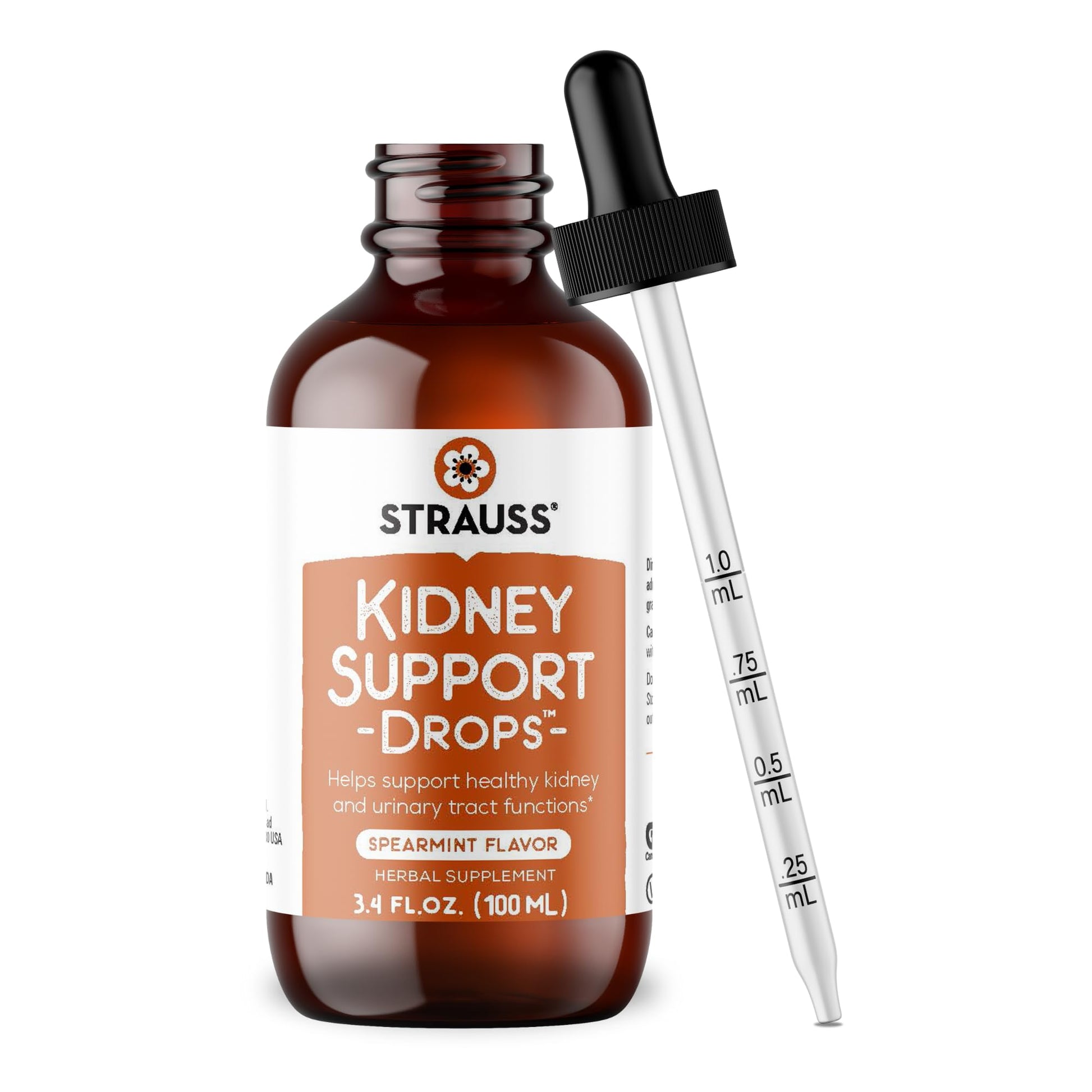 Strauss Naturals Kidney Support Drops – Herbal Kidney Support Supplement for Men and Women – Helps with Kidney Health and Urinary Tract Function – Vegan & Non-GMO – Spearmint Flavored – 100 ml Bottle Strauss HeartdropsBuy Supplements Australia