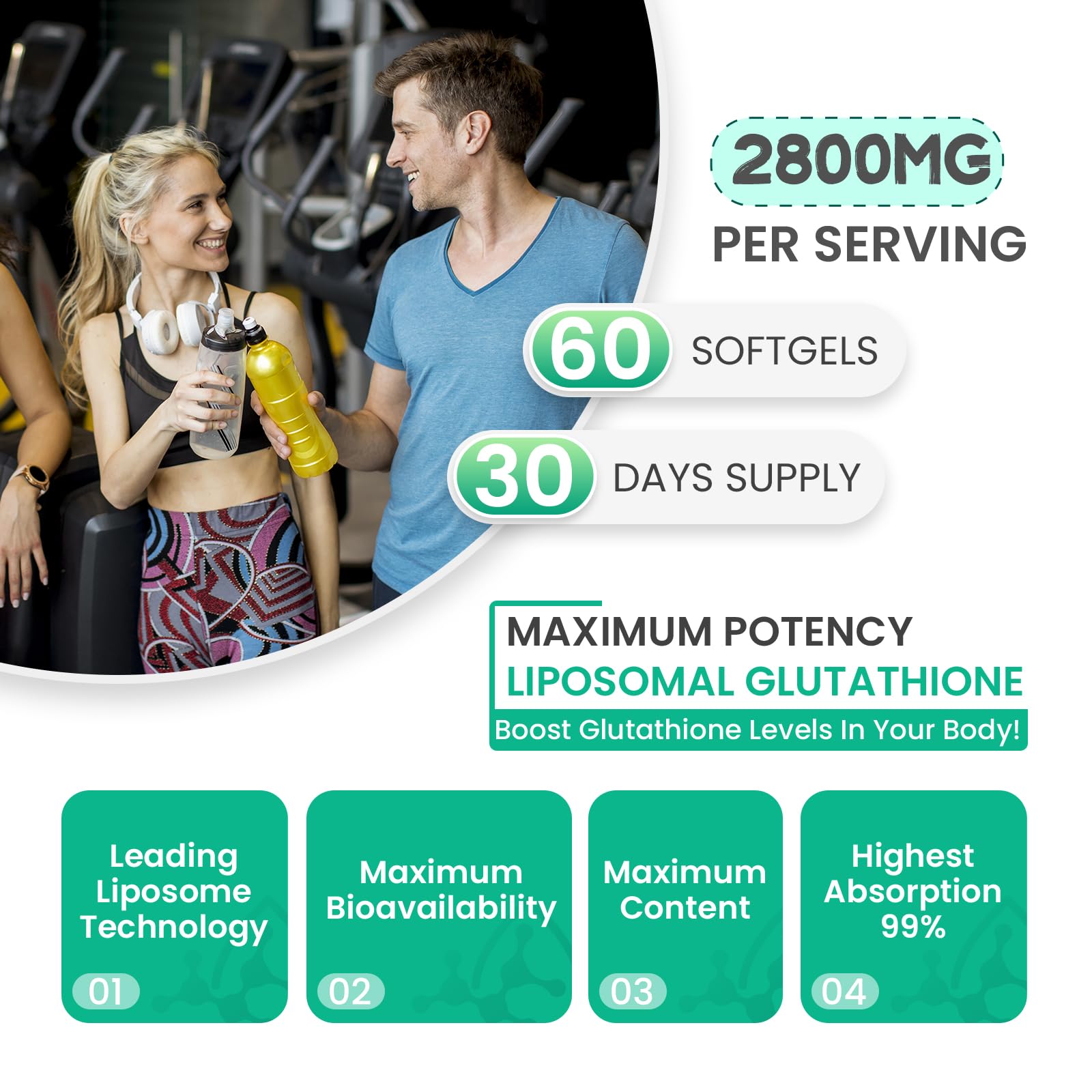 inGreens 2800 MG Liposomal Glutathione Supplement, Detoxifying & Immune, Aging Defense, Energy, Glutathione Unique Formulation Reduced inGreensBuy Supplements Australia