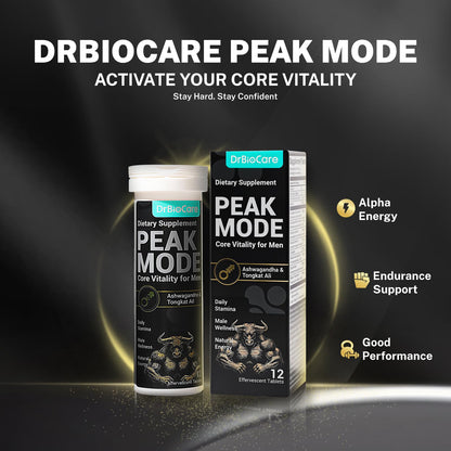 DrBioCare Peak Mode Core Vitality for Men 7-in-1 Effervescent Tablets | Tongkat Ali, Maca & L-Arginine，Ashwagandha, | Boost Stamina, Drive & Blood Flow for Good Performance | Berry Flavor 12 Tablets DrBioCareBuy Supplements Australia