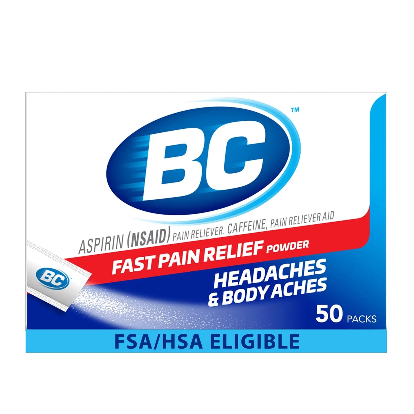 BC Original Headache Relief Powder, Dual-Action Aspirin & Caffeine Dissolve Packs, to Relieve Body Aches, Toothaches & Menstrual Cramps, 50 Count BCBuy Supplements Australia