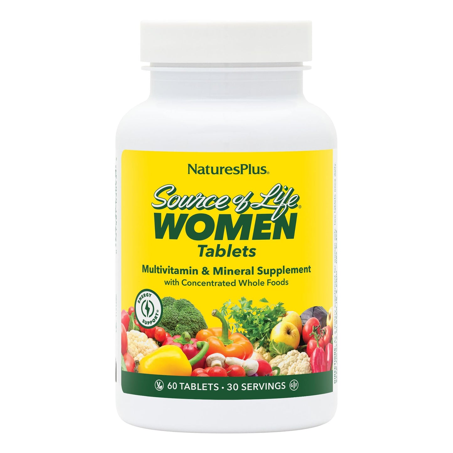 NaturesPlus Source of Life Women - 60 Tablets - Multivitamin & Mineral Supplement - with Iron, Calcium, Folate & Lutein - Gluten Free, Vegetarian - 30 Servings NaturesPlusBuy Supplements Australia