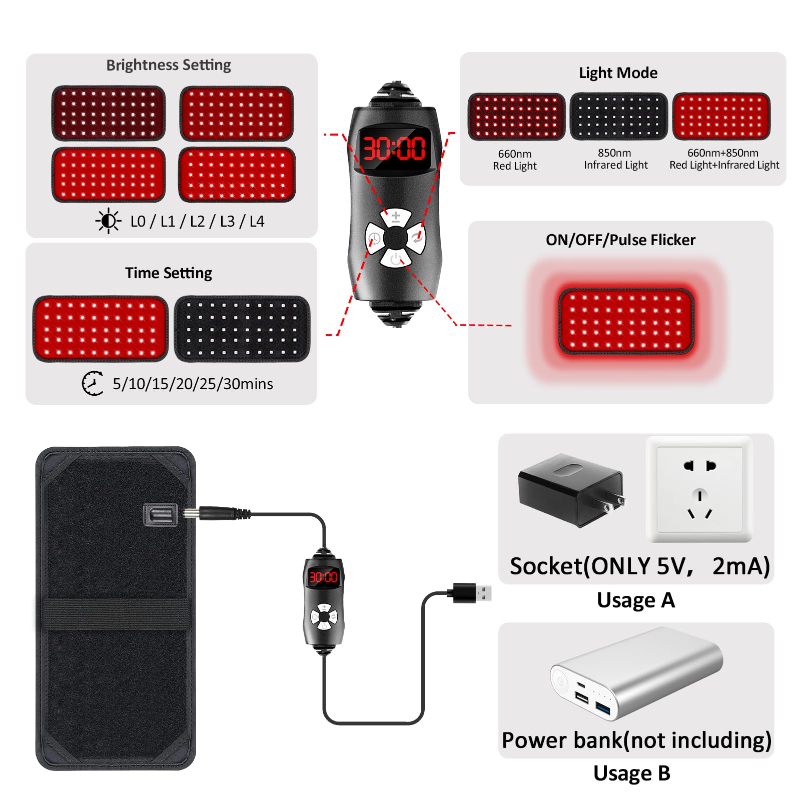 Red Light Therapy Belt, Infrared Light Therapy for Body, Wearable Wrap with Timer GMOWNWBuy Supplements Australia
