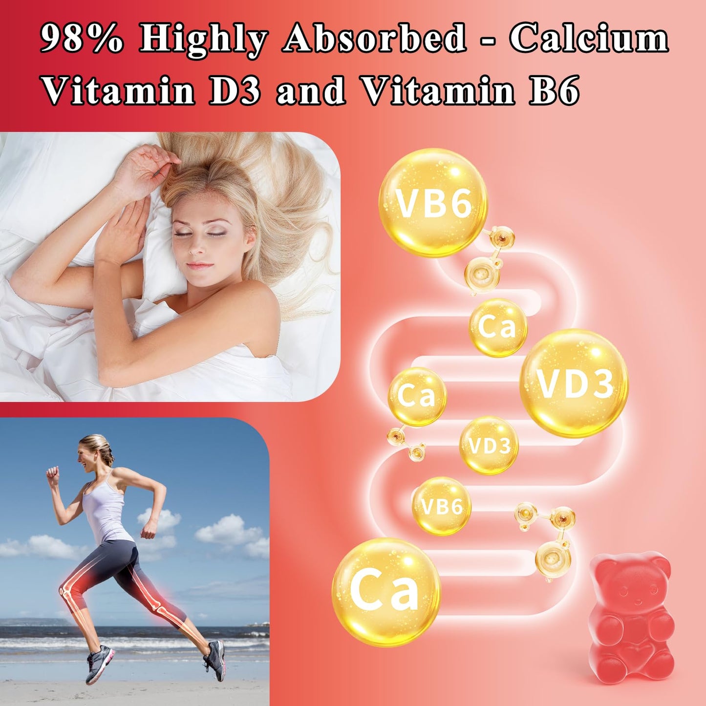 LETSCOL Magnesium Glycinate Gummies 800mg Per Serving, Sugar Free Magnesium Supplement with Magnesium Malate, Calcium, Vitamin D3, B6, CoQ10 for Calm Support & Zzz for Adults Kids LETSCOLBuy Supplements Australia