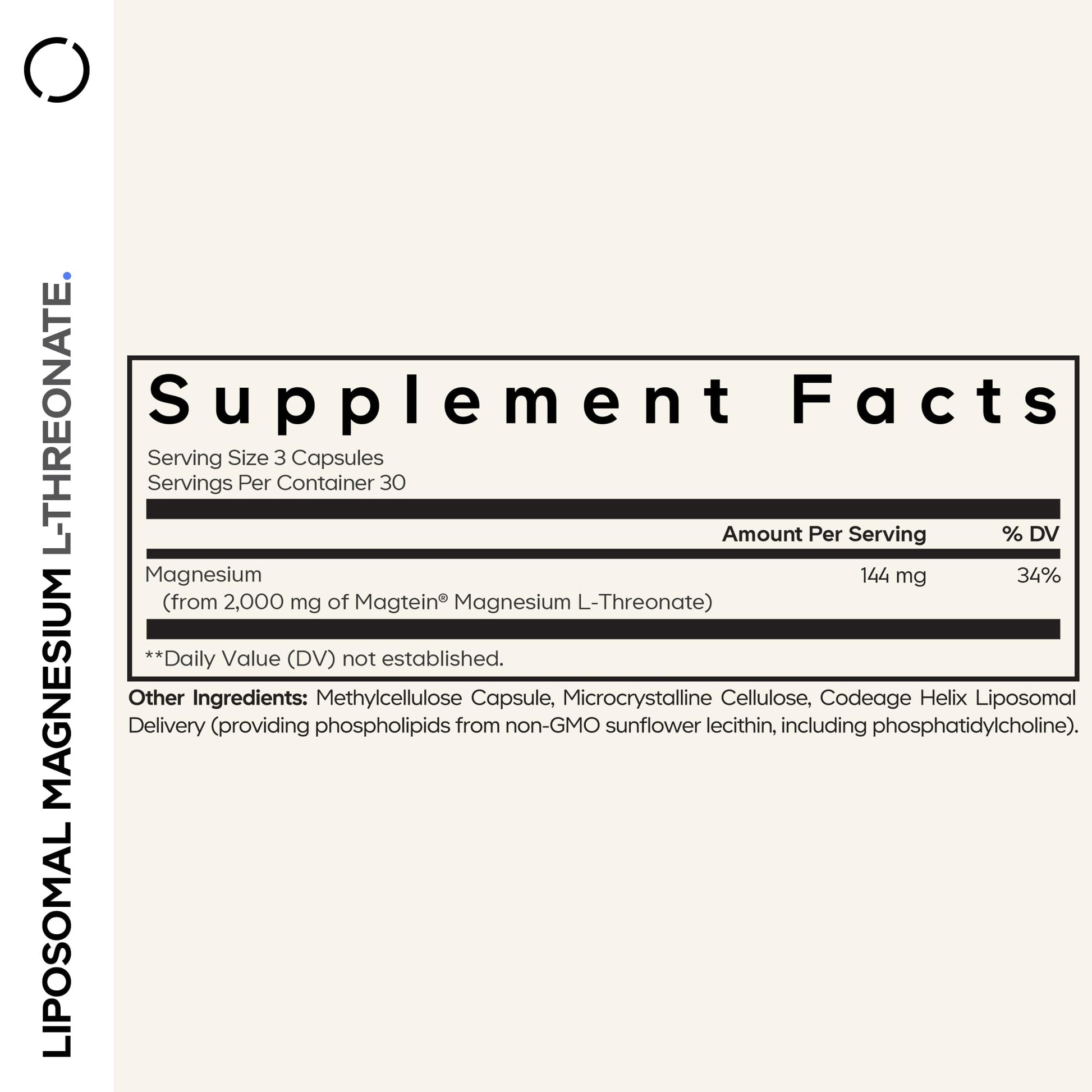 Codeage Liposomal Magnesium L-Threonate Supplement, Patented Magtein Magnesium Threonate for Brain Health, Memory and Cognitive Function Support, Bioavailable, Non-GMO - 90 Capsules CodeageBuy Supplements Australia