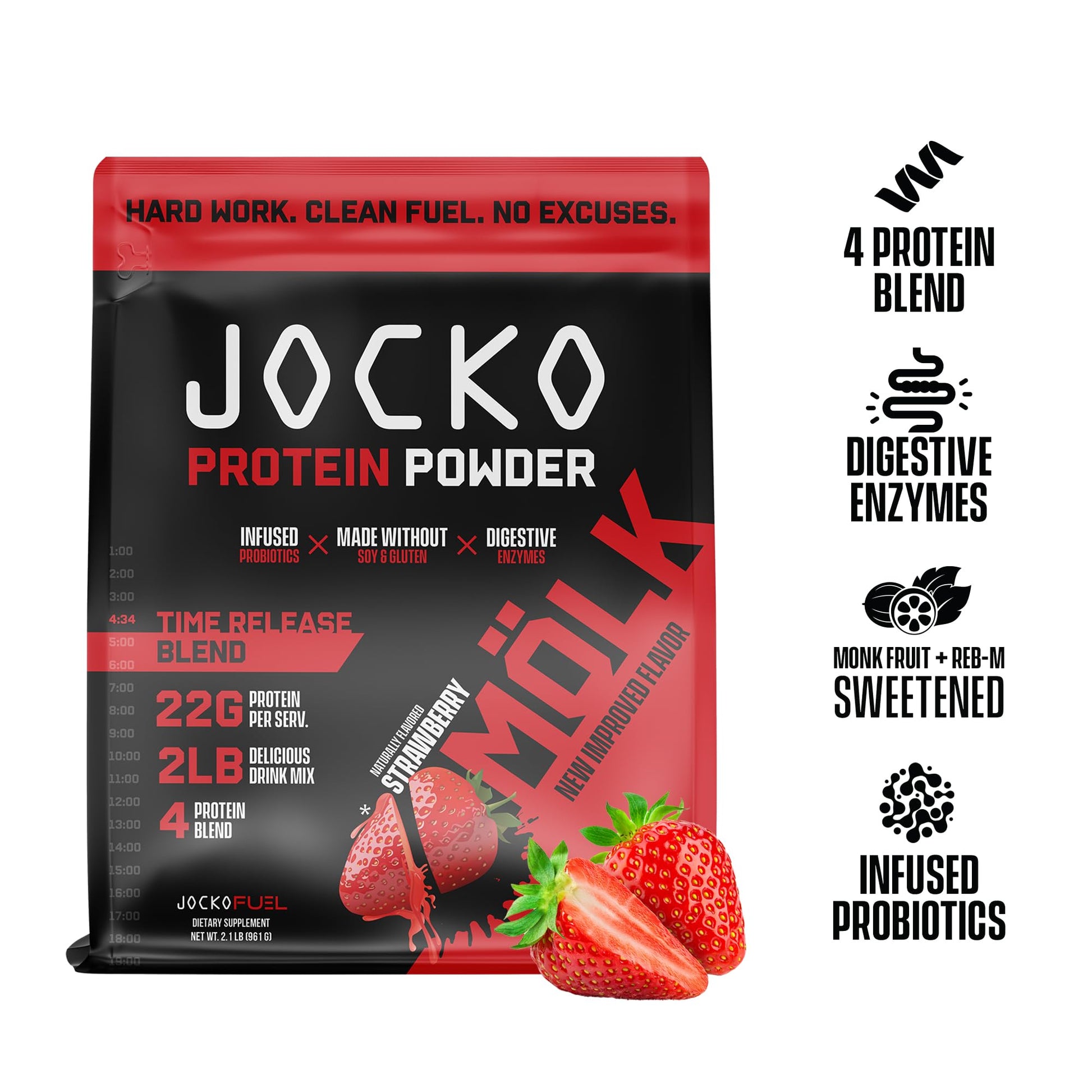 Jocko Mölk Whey Protein Powder (Strawberry) - Keto, Probiotics, Grass Fed, Digestive Jocko FuelBuy Supplements Australia